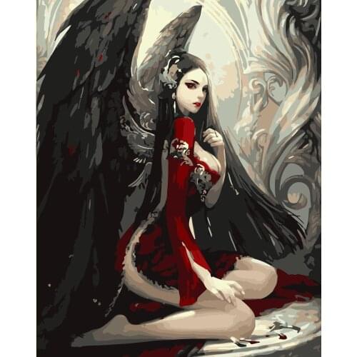Black angel beauty Figure Paint By Numbers DIY Oil Painting Big Size Birthday Gift for Child Art Decor Wall Picture 60x75cm