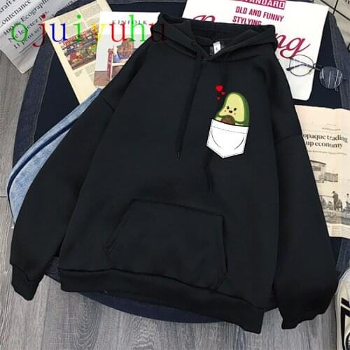 Oversized Hoodies Avocado Print Sweatshirt Kawaii Hoodies for Women Top Clothes Hoody Female 90s Womens Hoodies Full Sleeve