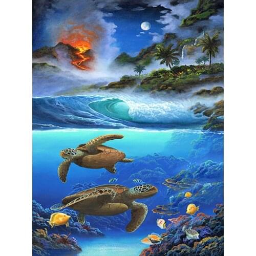 Landscape diamond embroidery painting sea turtle mosaic tapestry painting by numbers diamond dotz wall art decor special gifts