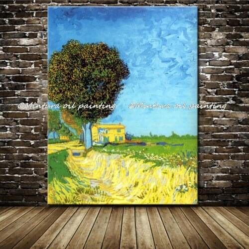 Hand Made A Lane Near Arles Of Vincent Van Gogh Reproduction Oil Paintings On Canvas Wall Art Picture For Living Room Home Decor