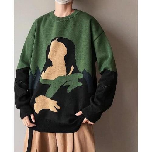 Harajuku vintage Streetwear knitted sweater Autumn winter loose thicken warm hip hop pullover Mens Sweater Couple Unisex Design