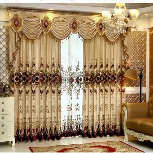 Custom Embroidered Curtains European Luxury High-end Atmospheric Shading Curtains for Living Room Bedroom Curtain Valance Tulle