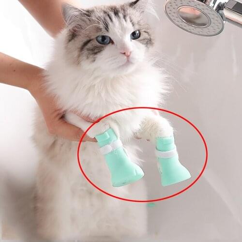 Anti-biting Bath Washing Cat Claw Cover Cut Nails Foot Cover Pet Paw Protector for Anti-Scratch Cat Shoes Boots
