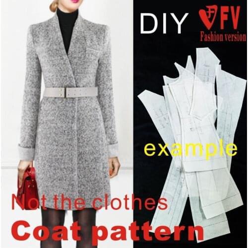 Womens Fashion V-neck Coat Pattern Garment Cutting Design Drawing Windbreaker Jacket Pattern BFY-198