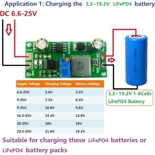 1a 3.2~19.2v 1-6 Lifepo4 Battery Charger Charging Module