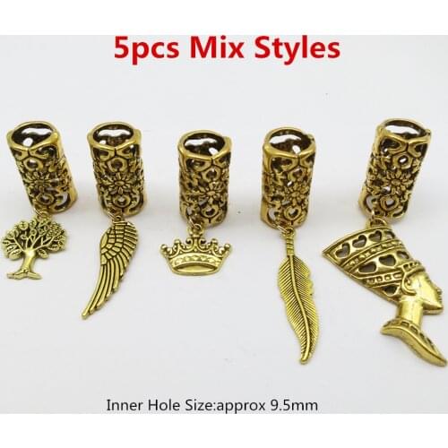 2pcs/5pcs Viking different charms big hole hair braid dread Beard dreadlock beads tube rings for women men hair accessories
