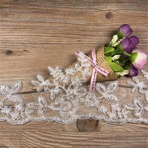 9Yards 11cm Off White Embroidered Lace Trim DIY Lace Ribbon Fabric Appliqued For Wedding Dress Sewing Accessories High Quality