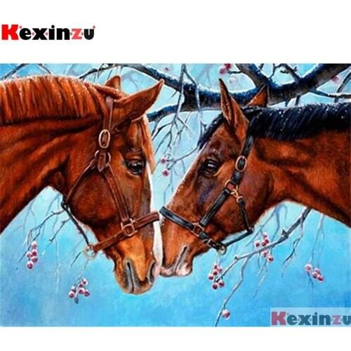 Full Square/Round 5d Diamond Painting-Kiss horse-3d Embroidery Cross Stitch Diamond Mosaic Full Picture Of Rhinestone Decor-Y202