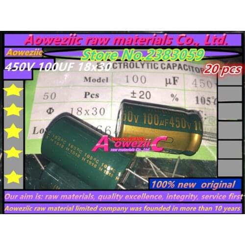 Aoweziic 20 PCS 450V 100UF 18x30 high frequency low resistance electrolytic capacitor 100UF 450V 18*30