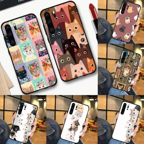 Cute Cat Kitten cartoon animals Phone Case For Huawei Y5 Y6 II Y7 Y9 PRIME 2018 2019 NOVA3E P20 PRO P10 Honor 10