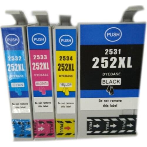 Vilaxh 252XL T2521 T2522 T2523 T2524 Ink Cartridge for Epson WorkForce WF-3620 WF-3640 WF-7610 WF-7620 3620 3640 7610 7620
