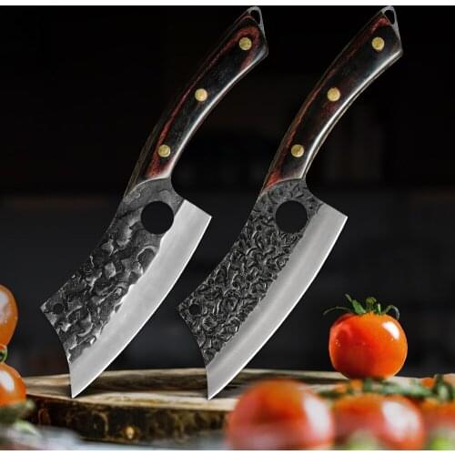 Damask 6 Inch Stainless Steel Chopping Knife Sharp Blade Meat Cleaver Filleting Knife Serbian Chef Butcher Knife Cooking Slicer