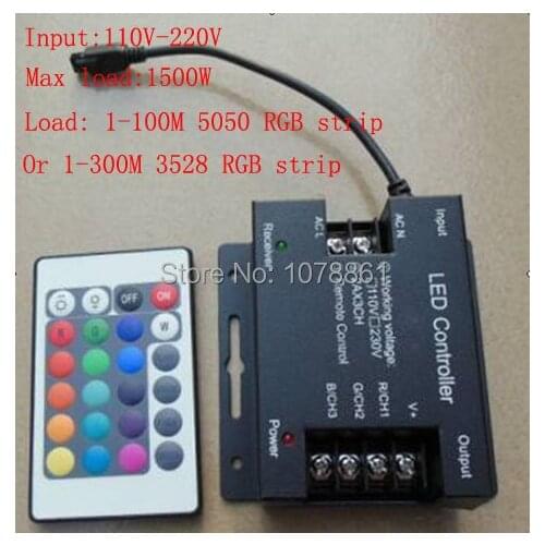 DHL Shipping 5050&3528 RGB strip controller 110v 120v 220v 230v 240v LED strip controller IR 24key remote RGB wireless dimmer