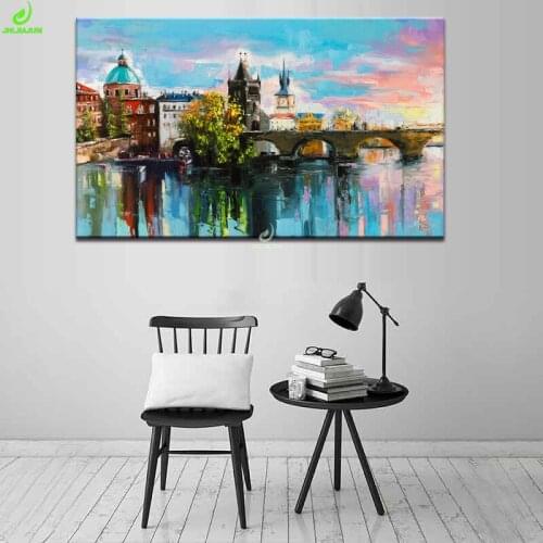 JHLJIAJUN Canvas Painting European Sunset Lake Scenery Nordic Colorful Wall Art Print And Poster Study Living Room Home Decor