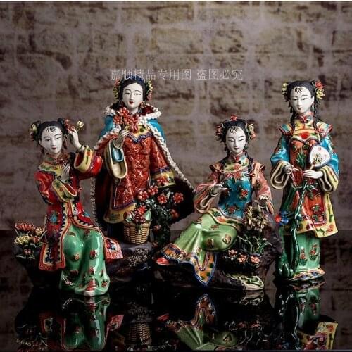 Chinese Classical Home Decoration Ladies Ornaments Handmade Ceramic Classical Beauty Girl Decorations