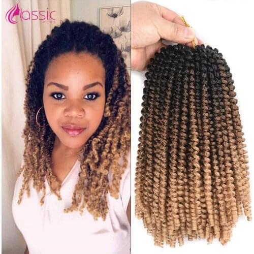 CLASSIC PLUS 8 Inch Fluffy Crochet Braids Spring Twists Hair 60 Strands Synthetic Hair Braiding Brown Wigs Twist Hair Extensions