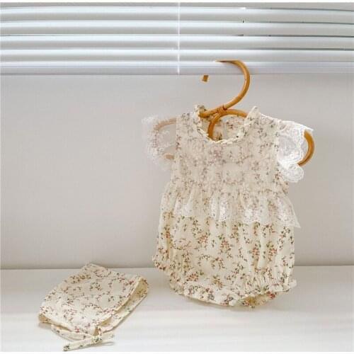 Summer Baby Romper Outfits Girls Net Yarn Floral Romper Newborn Baby Girl Clothes Infant Lace One-piece Cotton Jumpsuit 2021 New