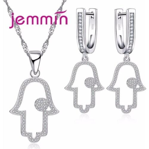 Fashion Clear Micro Rhinestone Earrings And Necklace Set For Party Birthday Gift 925 Sterling Silver Women Jewelry Sets