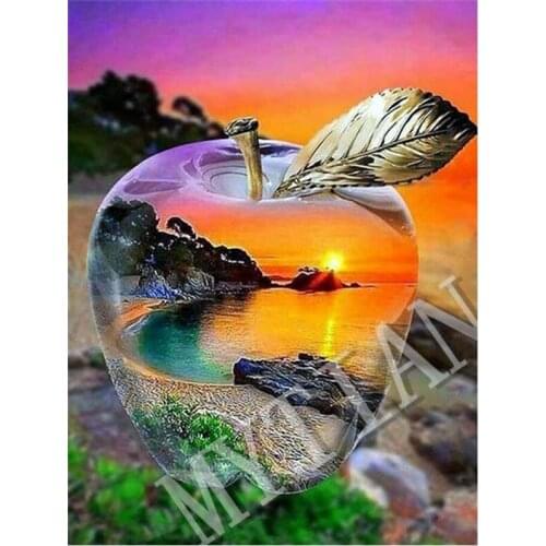 2019 New full square/round diamond painting "Apple landscape' Embroidery pattern cross stitch kit mosaic wedding decor stickers