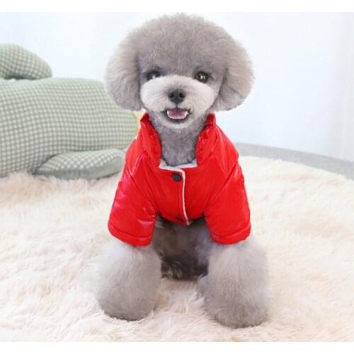 Pet Dog Embroidered Cotton-padded Clothes Winter Thickened Vest Soft Warm Comfortable Solid Color Design Pet Dog Clothes