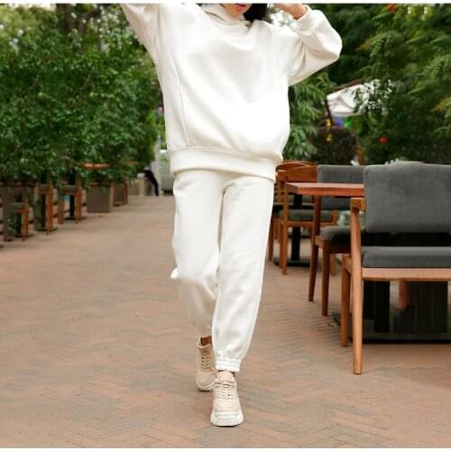Autumn And Winter Oversize Two Piece Set Women Fleece Long Sleeve Top Hoodie Sweatshirts Pants Jogging Femme Hoodies Tracksuits