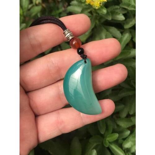 100% natural agate green jade pendant necklace agate pendants with texture necklace women jadeite jade jewelry