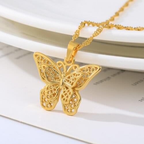 Antique Butterfly Necklaces For Women Chic Stainless Steel Choker Glamour Clavicle Chain Pendants Girl Collar Delicate Jewelry