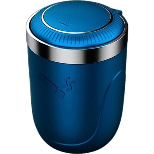 N84F Car Ashtray with LED Light Push Type Auto Vehicle Cigarette Ashtray Holder Decor