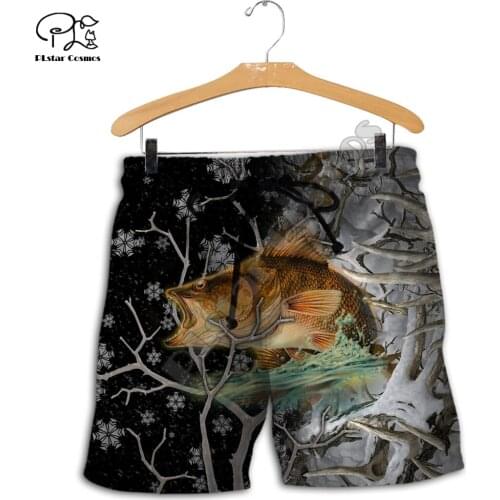 PLstar Cosmos Newest Walleye Fishing Fisher Art Camo Funny 3DPrint Unisex Summer Men/Women Casual Shorts Beach Short Pants C-1