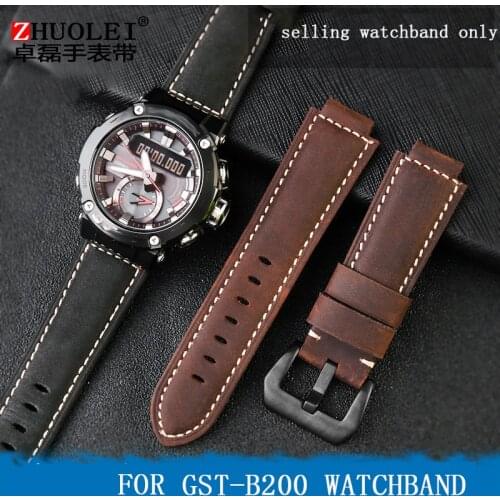 Leather strap watchband convex modified watch chain for gst-b200 watch belt 5608 gst-b200 mens watch belt watch trap 24 * 16mm