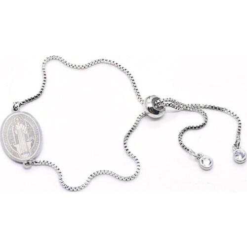 Saint Benedict Stainless Steel Bracelet Bracelet Religious Jewelry Faith Prayer Cross Baptism Necklace for Friends and Family