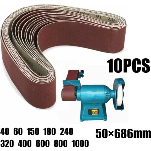 10pcs 2"x 27" 50x686mm Sanding Abrasive Belt For Metal Wood Grinding Sander 40-1000 Grit
