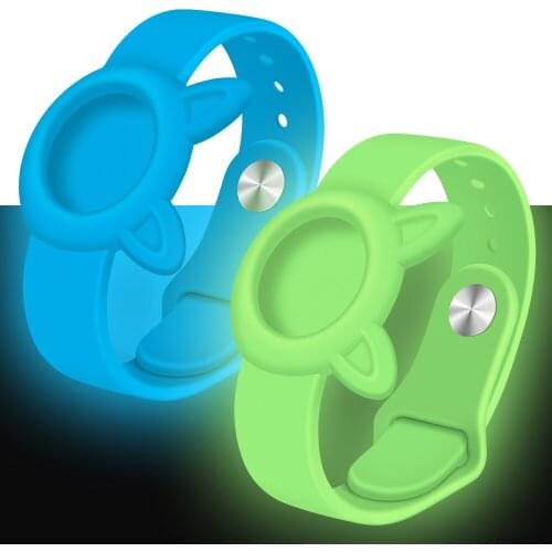 2PCS Silicone Wristband Case For Apple AirTag Tracker Protective Cover Case Cute Glow Bracelet With Cat Ears Fit Kid Elderly