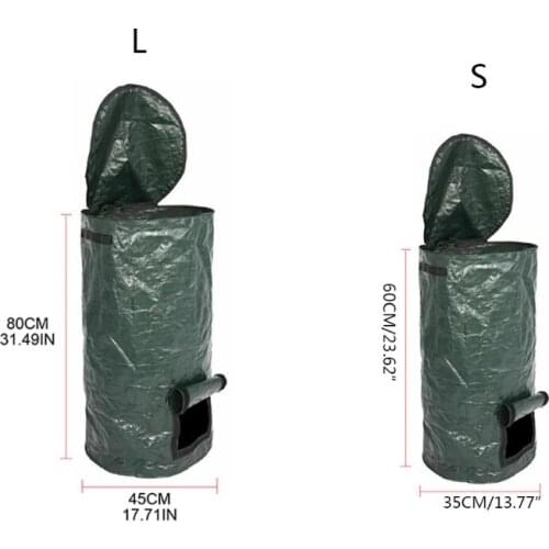 Collapsible Garden Yard Compost Bag with Lid Organic Ferment Waste Composter Y9UA