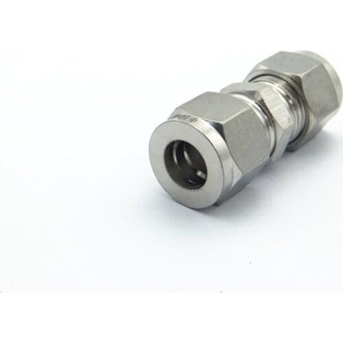 304 Stainless Steel 1/8" 1/4" 3/8" 1/2" Equal Double Ferrule Tube Pipe Fitting Union Connector For Water Oil Air
