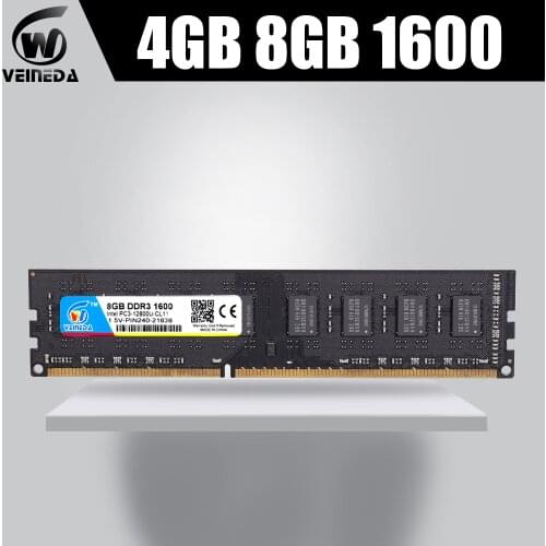 VEINEDA Ram DIMM DDR3 4gb 8gb PC3-12800 1333 MHz 1600MHz Memory 240pin 1.5V For All Intel Desktop Compatible