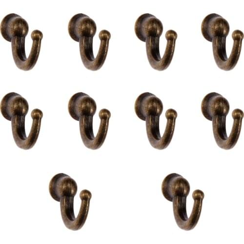 10Pcs Vintage Wall Door Bath Coat Hook Hanger Pot Hanger Handbag Bag Hanger Hook Furniture Hardware w/Screws 29*20*12mm