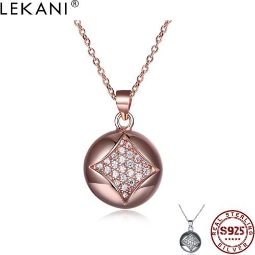 LEKANI Necklaces Women Genuine 925 Sterling Silver Round Hollow Star Pendant Necklace Luxury Cubic Zircon Silver Fine Jewelry