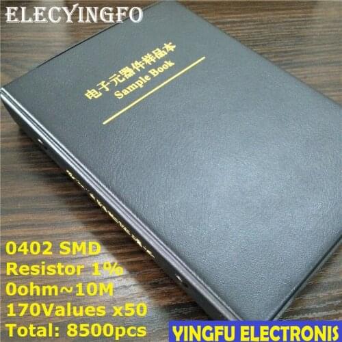 0402 SMD Resistor Sample Book 170values*50pcs=8500pcs 1% 0ohm to 10M Chip Resistor Assorted Kit