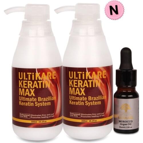 11.11 3pcs Best Selling 300ml Keratin Straight Hair Treatment Moisturizing Repair Damaged Frizzy Hair+10ml Argan Oil Set