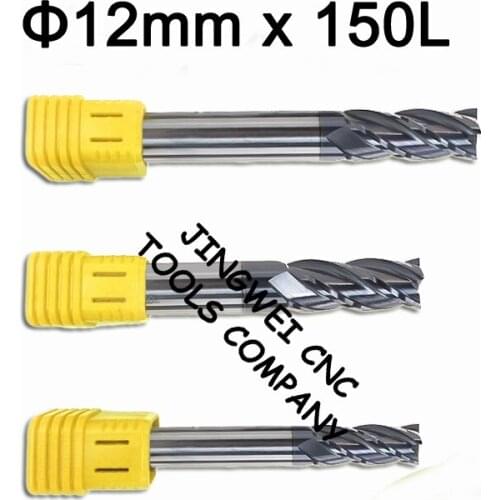2/4 Flutes Extra long length HRC 45 Carbide end mill 12mm x 150mm length, tungsten carbide flat milling cutters