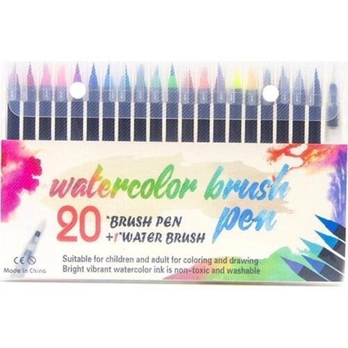 20 Color Watercolor Pen Set Painting Pen Environmental Protection Art Watercolor Soft Head Pen Watercolor Pen Coloring Tap Water