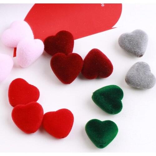 2017 new style 50pcs/lot colorful cartoon Plush peach heart shape Fashion beads diy jewely earring/necklace/bracelet pendants