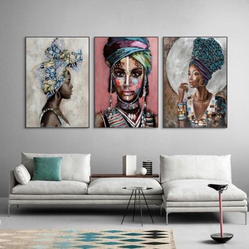 African Black Woman Graffiti Art Posters And Prints Abstract African Girl Canvas Paintings On The Wall Pictures for Home Decor