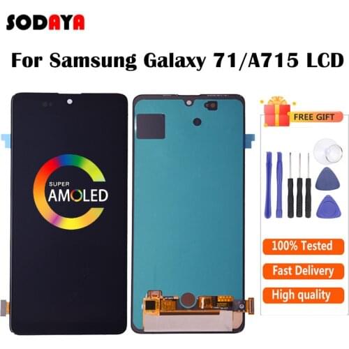 AMOLED For Samsung Galaxy A71 LCD With Touch Screen Digitizer Sensor Glass Assembly For Samsung A71 Display A715 A715F A715FD