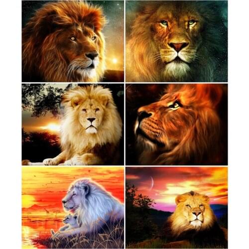 AZQSD Oil Painting By Numbers Canvas Lion Home Bedroom Wall Artwork 40x50cm DIY Coloring By Numbers Animal Handpainted Gift