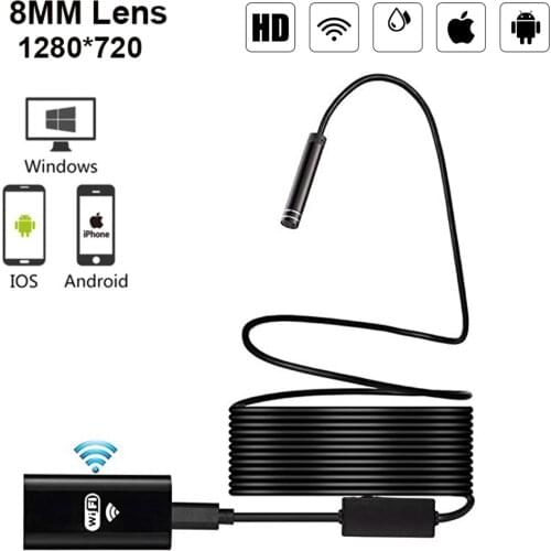 Wireless WiFi HD 720P 8mm Endoscope Camera 2M 5M Wifi Outdoor USB Endoscope Borescope Inspection Android iPhone Camera
