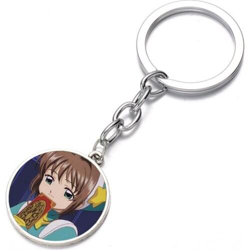 Anime Cardcaptor Sakura Keychain Glass Dome Key Chain Bag Charm Pendant Bronze black Keyring Holder Kids boys girl Pendant