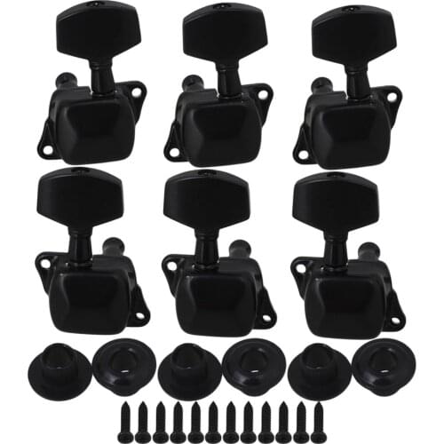 Black Semiclosed Guitar Tuning Pegs Machine Heads 3L3R