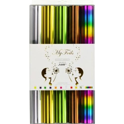 Myfoils hot stamping foil colorful foils reative with toner for home deco five rolls inside 32cm*10m